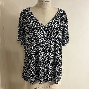 Calvin Klein Plus Size Short Double Layer Flutter Sleeve V-Neck Top